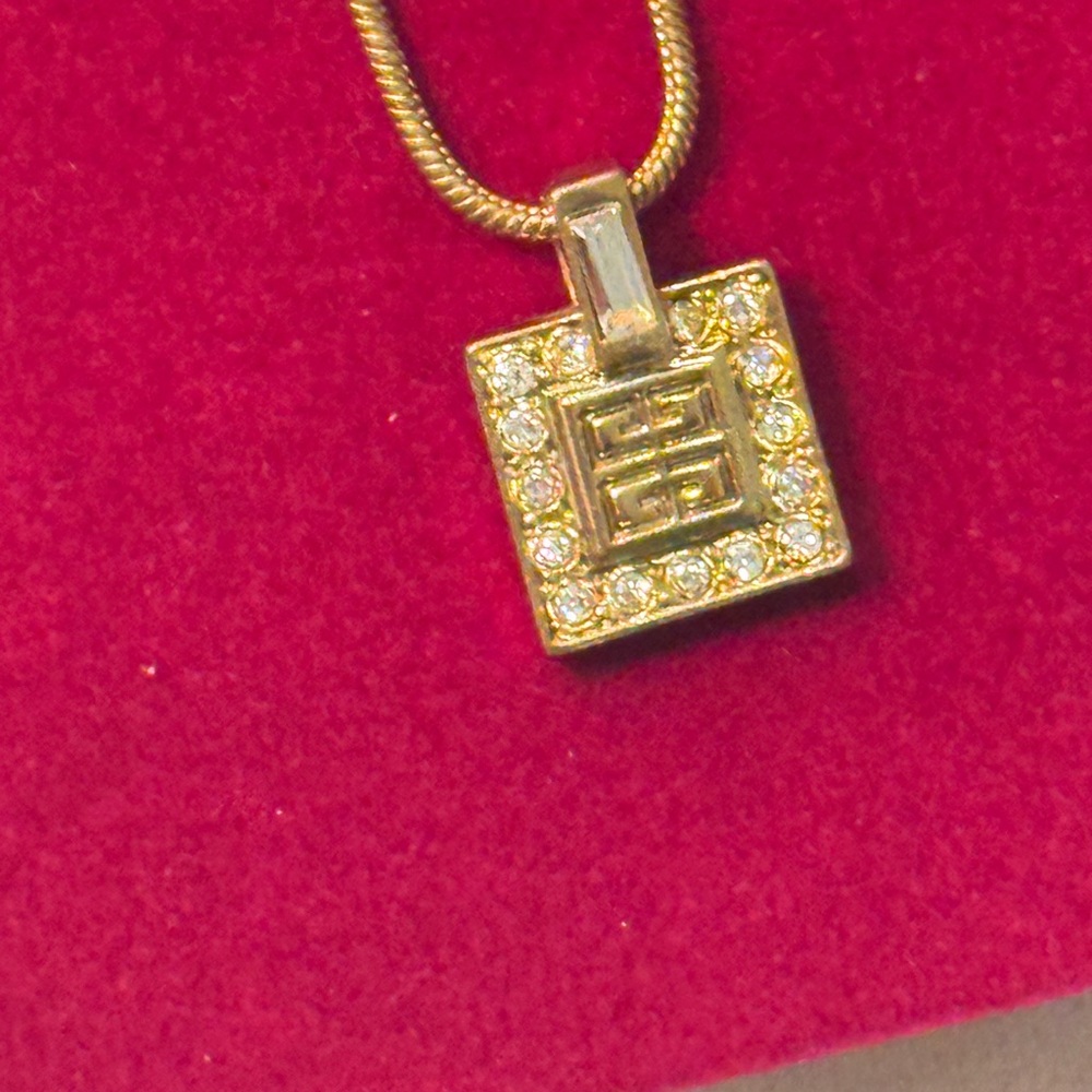 Givenchy Gold and Silver Square Pendant Necklace - Picture 10 of 14